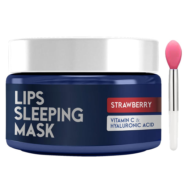 Lip Sleeping Mask - Strawberry with Hyaluronic Acid & Vitamin C - Overnight Moisturizer for Dry Lips & Skin Care