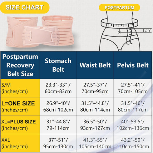 ChongErfei 3 in 1 Postpartum Support - Recovery Belly/Waist/Pelvis Belt Shapewear Slimming Girdle, Beige, L