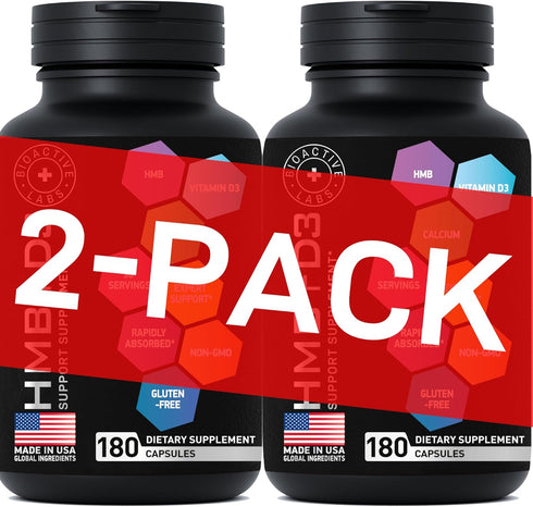 HMB and Vitamin D3 Supplement - 1,000 MG HMB with D3 and Calcium - 360 Capsules for Strength, Recovery, Muscle Growth