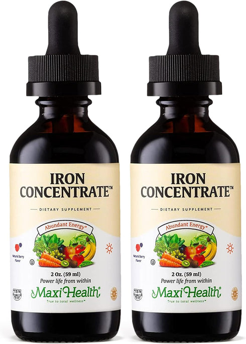 Maxi Health Iron Supplement 15mg Per ML – Liquid Iron Drops for Men, Women, and Kids, Increase Energy & Blood Levels -