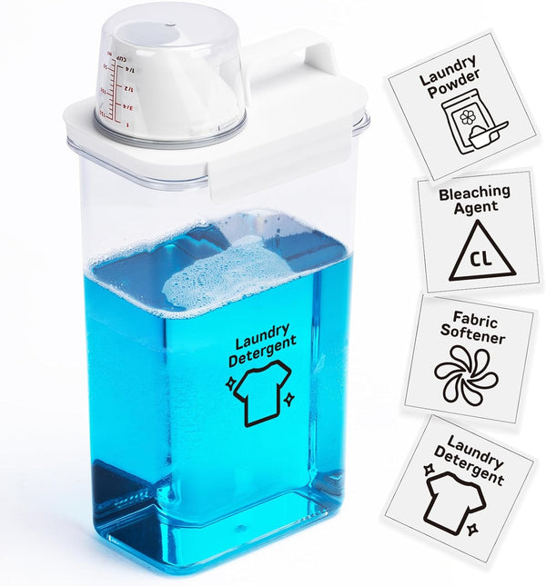 Laundry Detergent Dispenser - 1 Pack, 78 oz, BPA Free, Clear, with 4 Removable Labels