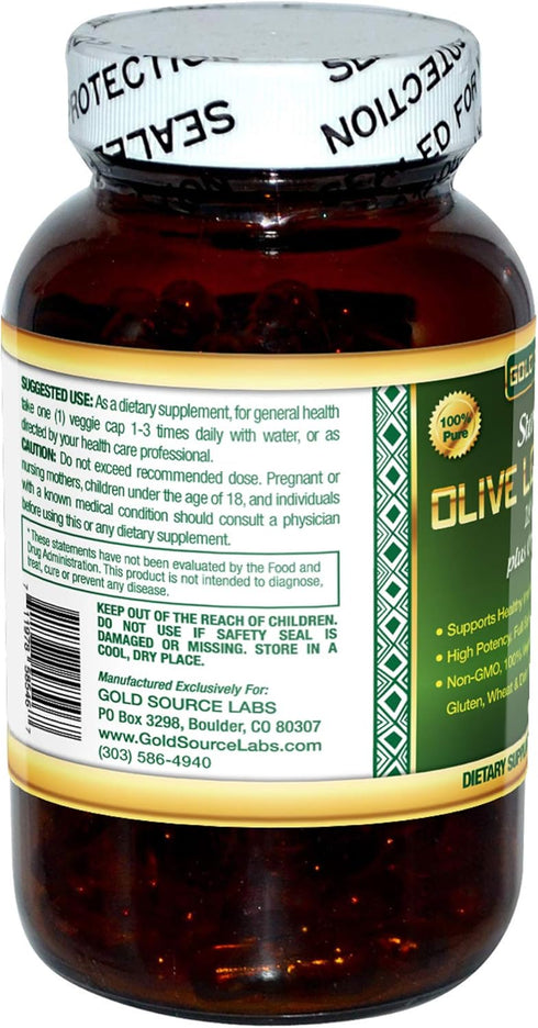 Organic Olive Leaf Extract Capsules - Pure Organic Olive Leaf, 90 Vegetarian Caps, 400 mg for Immune Health