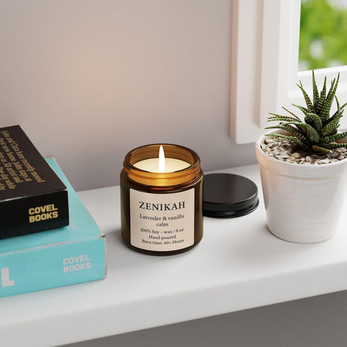 ZENIKAH 8 oz Luxury Scented Candle Hand-Poured Soy Wax | Aromatherapy Candle for Relaxation, Stress Relief & Home Dcor