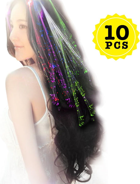 LED Flashing Fiber Optic Hair Accessories, Multicolor Changing Barrettes for Party, Dancing, 10 Pieces