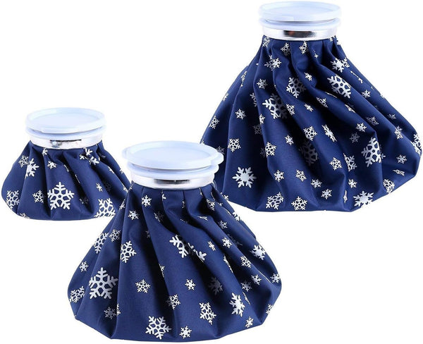 Ice Pack for Injuries Reusable - Ohuhu 3 Packs Ice Cold Packs for Hot & Cold Therapy, 3 Sizes, Snowflake Design