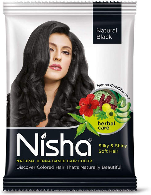 Nisha Henna Based Color Dye for Hair - Natural Black, 0.3 Ounce (Pack of 6)