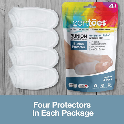 ZenToes Reusable Bunion Relief Protector Guards - Washable Gel Pads for Big Toe, Shield Feet from Friction and Pain