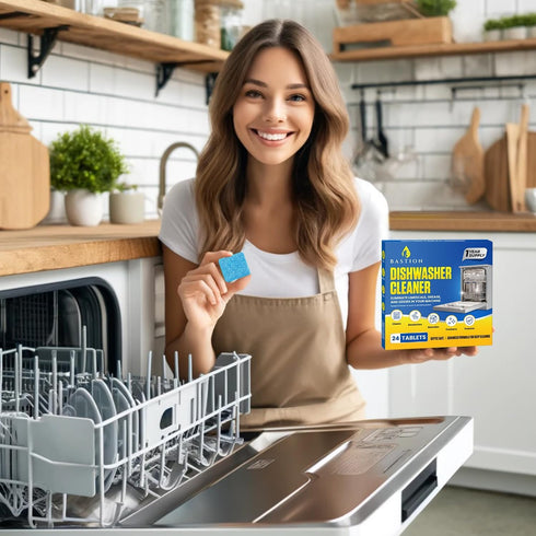 Dishwasher Cleaner Tablets - Lemon-Scented Heavy Duty Cleaning Descaler Pods for Optimal Performance (24 Tablets)