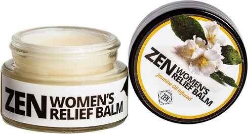 Zen Women's Relief Balm - All-Natural Pain Reliever with Jasmine Oil & 11 Essential Oils for Cramps, Backaches & Pain