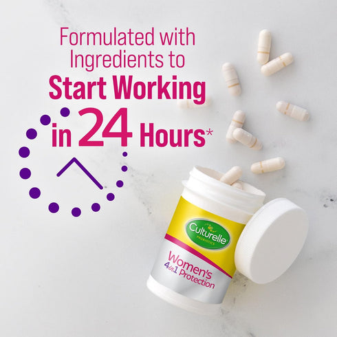 Culturelle 4-in-1 Probiotics for Women, 30 Count, Daily Probiotic & Prebiotic for Digestive and Vaginal Health