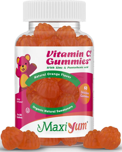 Vitamin C Gummies with Zinc - Maxi-Health, 60 Fruit Shaped Gummies for Immune Support