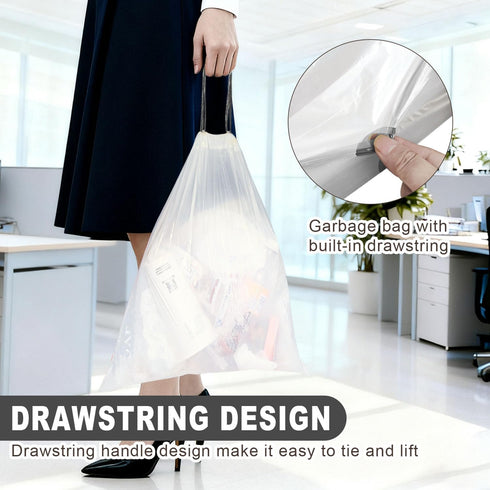 mufanyu 4 60 Counts 4 12-15 Gallon Drawstring Trash Bags, Gal Unscented White Small Garbage Bags, Small Trash Can Bin