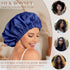 Satin Bonnet Hair Bonnet for Sleeping - Slouchy Beanie Hat for Women's Natural & Curly Hair, Navy