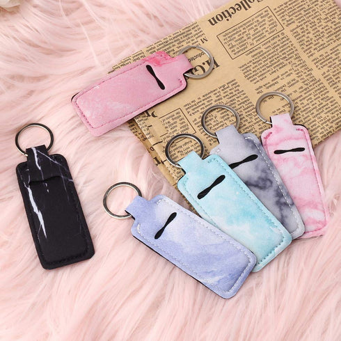 Pengxiaomei 5 Pcs Chapsticks Holder Keychain, Lip Balm Holder for Women, Stocking Stuffers for Lipstick