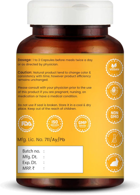Curcumin Capsules - 60 Veg Capsules - Antioxidant Properties for Joint Comfort, Anti-Aging, Inflammation Relief