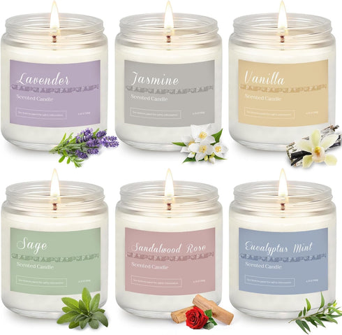 6 Pack Scented Candles for Home - Aromatherapy Gifts Set for Women, Lavender Candle, 37.8 oz