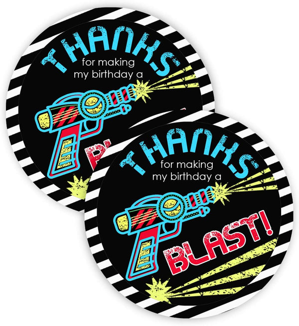 Laser Tag Party Favor Stickers - 40 Thank You Tags for Laser Tag Party Supplies & Decorations