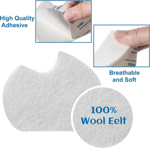 24 Pieces Foot Pads for Dancer, Self-Adhesive Felt Cushion Pads for Ball of Feet Pain Relief (White)