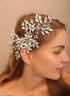 Rhinestone Crystal Flower Bridal Hair Comb, Wedding Headpiece for Bride and Women, Silver