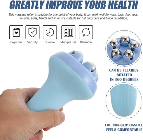 JHKNNK Massage Roller Handheld Steel Ball Massaging Devices for Full Body Care Neck Back Foot Muscle Relaxation