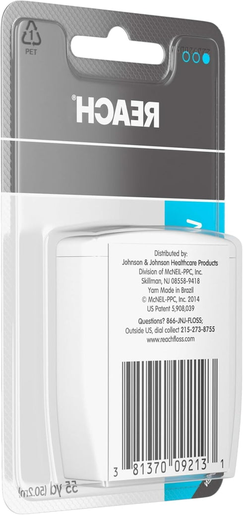 Reach Unflavored Waxed Dental Floss for Oral Care & Plaque Removal, 55 yds (Pack of 6)