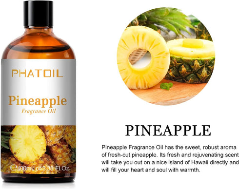 3.38FL.OZ Pineapple Fragrance Oils - Essential Oils for Diffusers, Aromatherapy, Candle and Soap Making - 100ml