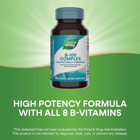 Nature's Way B-100 Complex, Supports Cellular Energy and Nerve Health, 60 Capsules