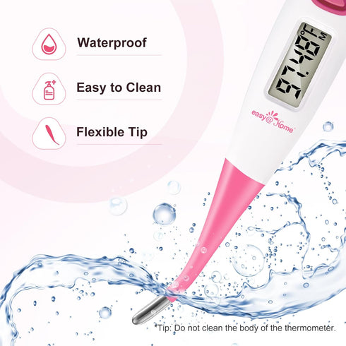 Easy@Home Basal Body Thermometer - BBT for Fertility Prediction with Memory Recall, Accurate Digital Thermometer (Pink)