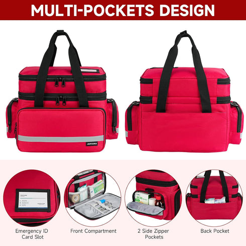Jaffzora Large Pill Bottle Organizer, Double Layers Medicine Storage Bag with Lockable Zippers and Shoulder