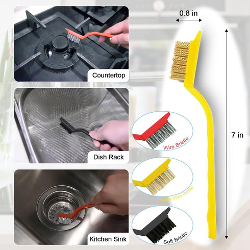OSHPPKEL 9 Pack Set, Set Crevice Cleaning Brush Hard Bristle Detail Brush for Deep Cleaning Kitchen, Bathroom, Grout