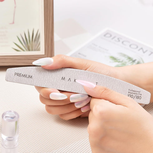 Makartt Nail File Set, 20 Pcs 100/180 Grit Washable Emery Boards for Natural Nails, Professional Manicure Tools