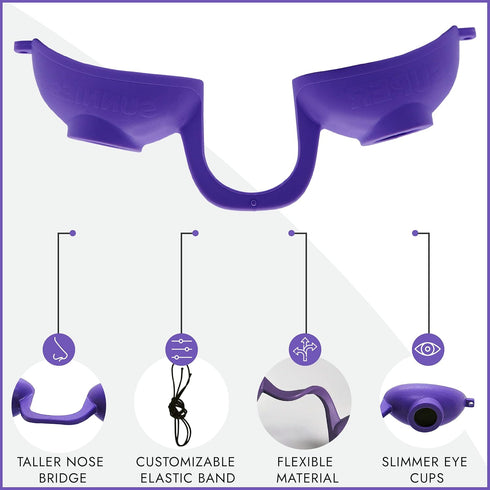 Super Sunnies Evo Flexible UV Eye Protection Goggles, FDA Compliant Tanning Bed Glasses, Purple