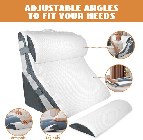 KGAUT 4PCS Set, Orthopedic Bed Wedge Pillow Adjustable Curve Memory Foam Wedge Pillow, Pillow Wedges for Post Surgery