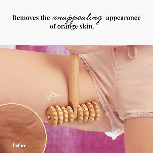 T-Shape Massager with Grooved Rollers, Multi-Functional Body Roller for Cellulite Reduction and Muscle Tension