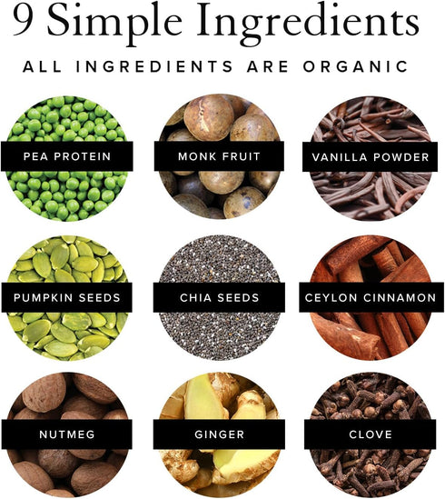Truvani Vegan Pea Protein Powder | Pumpkin Spice | 20g Organic Plant Based Protein | 10 Servings | Gluten & Dairy Free