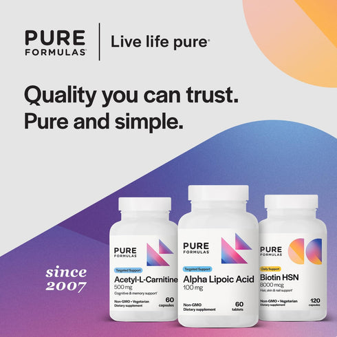 PureFormulas Alpha Lipoic Acid 100 mg ALA Supplement for Liver Support, Antioxidants, 60 Tablets