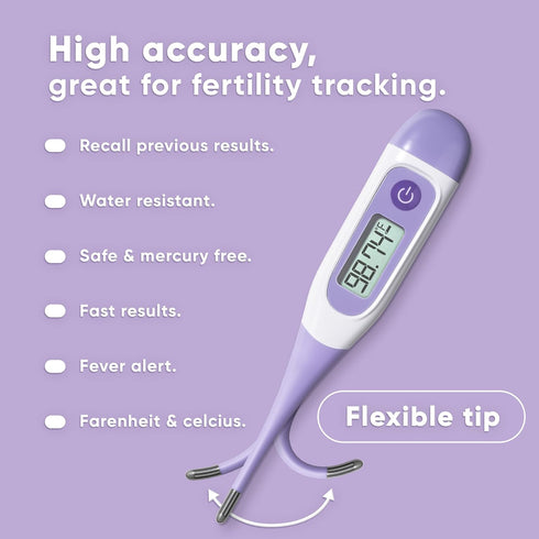 Wondfo Digital Basal Thermometer for Women Fertility BBT Thermometer for Ovulation & Pregnancy Tracking High Accuracy
