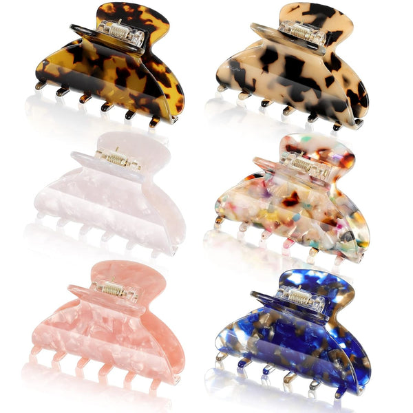 WILLBOND 6 Pieces Medium Hair Claw Clips, 2.6 Inch Tortoise Shell Clip, French Style Barrettes for Women Girls