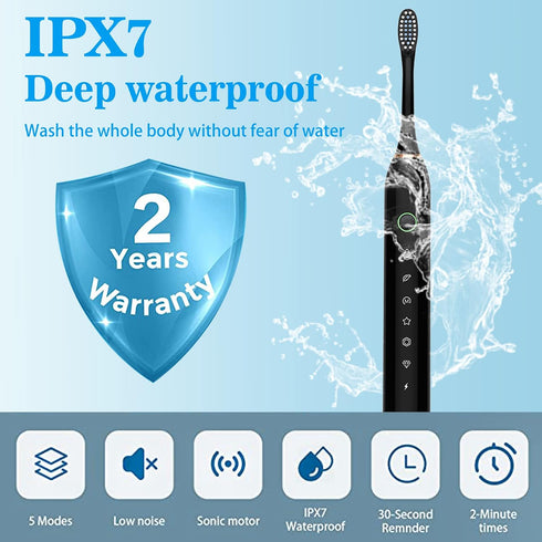 Liuyuee 12 42000vpm 6 IPX7 3 Pack Electric Toothbrush for Adults, Rechargeable Electric Toothbrush with Brush Heads