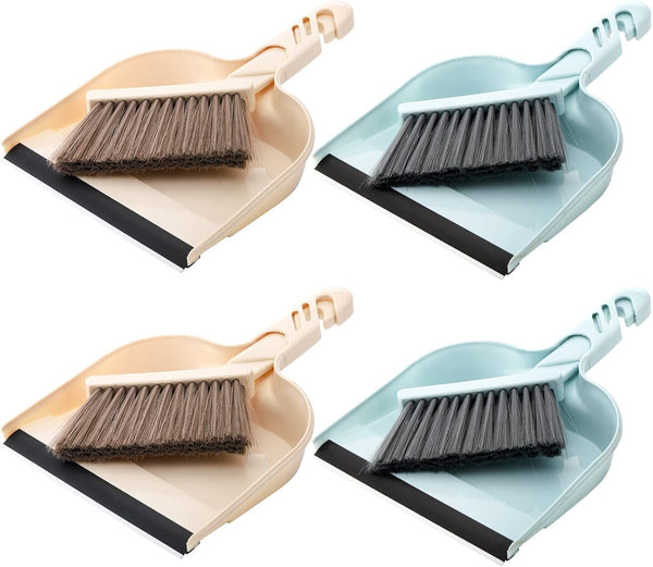 Jucoan 4 Pack Dustpan and Brush Set - Small Portable Handheld Combo for Home, Office, School Cleaning