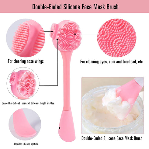 Silicone Facial Cleansing Brush, Beomeen 4 in 1 Handheld Face Scrubber for Gentle Exfoliating
