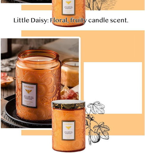 SULEAD 80% 75 14 Oz Relax Candle Soy Wax XL Hr Embossed Glass Jar Essential Oil Smokeless Aromatherapy Home Valentine