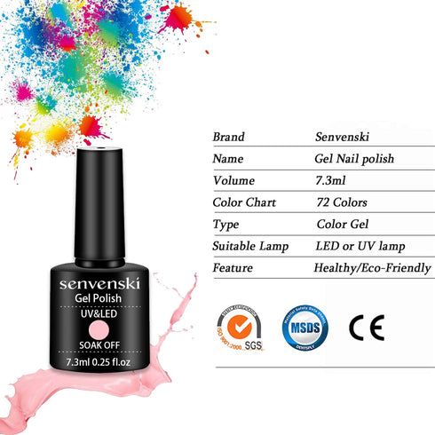 senvenski Color Changing Gel Nail Polish Kit, UV/LED Soak Off Nail Art Set with Glitter Colors