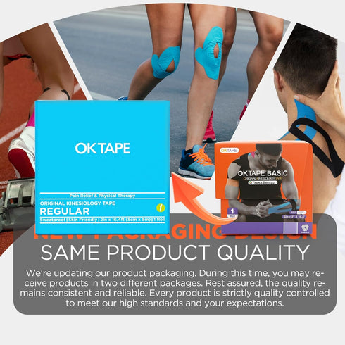 OK TAPE Kinesiology Tape, Original Cotton Elastic Athletic Tape for Support & Recovery, 2in×16.4ft Uncut Roll - Pink