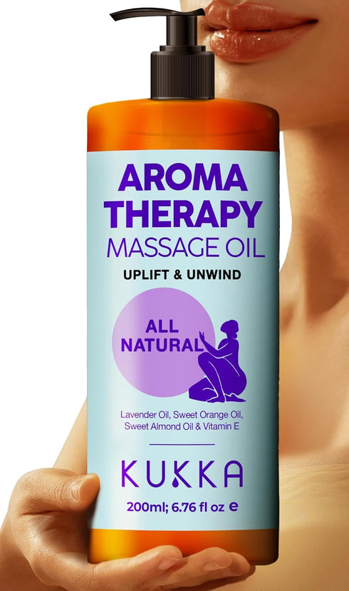 Aromatherapy Massage Oil, 6.76 Oz - Deeply Moisturizing & Relaxing for Full Body Massage, Blended with Lavender, Orange