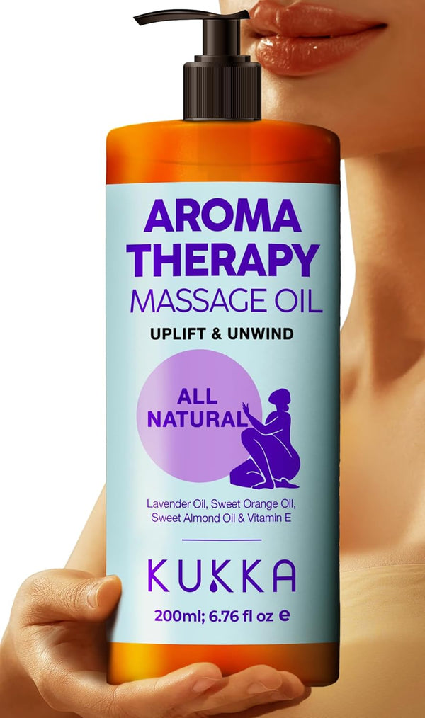 Aromatherapy Massage Oil, 6.76 Oz - Deeply Moisturizing & Relaxing for Full Body Massage, Blended with Lavender, Orange