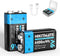 HIKITMATE 2-Pack Rechargeable 9V Lithium Batteries USB C, 4400mWh 9 Volt Li-ion Battery