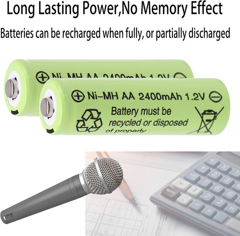 12 Packs AA 2400mAh High Capacity Rechargeable Batteries, 1.2V NiMH Low Self Discharge for Solar Lights