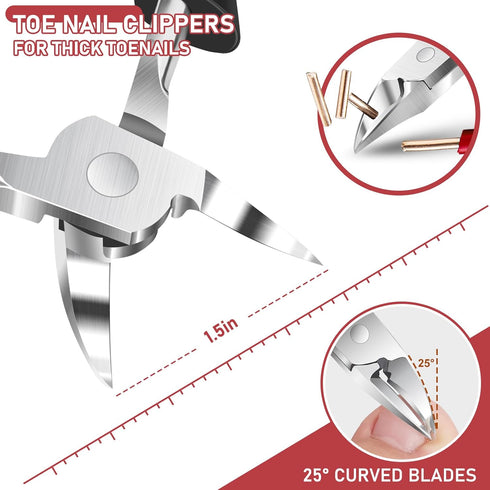 Nail Clippers for Men, Heavy Duty Toenail Clippers for Seniors with 15mm Wide Jaw Opening for Ingrown Nails