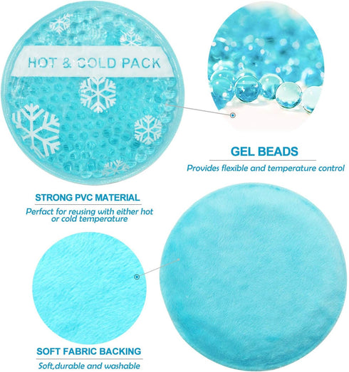 OLESILK Small Hot Cold Gel Packs, 6 Packs, Reusable Round Ice Pack for Hot and Cold Therapy, Kids Pain Relief
